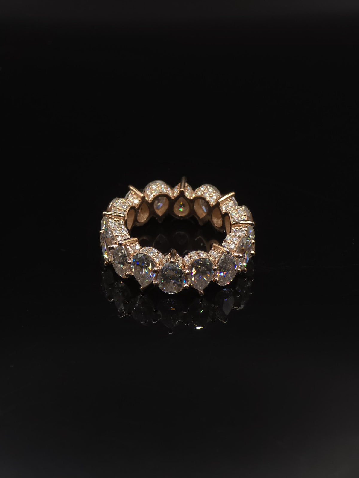 Eternity Band Ring | Pear Shape Moissanite | D Color VVS1 Moissanite Diamonds | Iced Out Prongs | 925 Silver