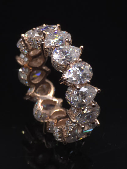 Eternity Band Ring | Pear Shape Moissanite | D Color VVS1 Moissanite Diamonds | Full Iced Out Band Ring | 925 Silver