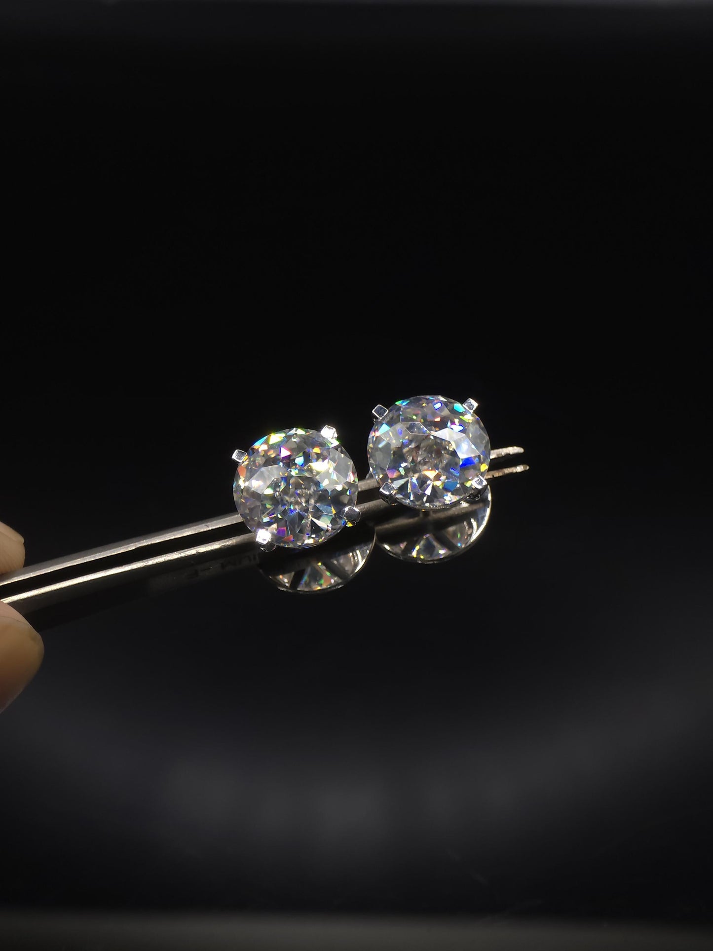 12mm Jumbo Moissanite Stud Earrings, D Color VVS1 Round Jubilee Cut, 12 Carat Total Weight, 925 Sterling Silver or Solid 10K Gold