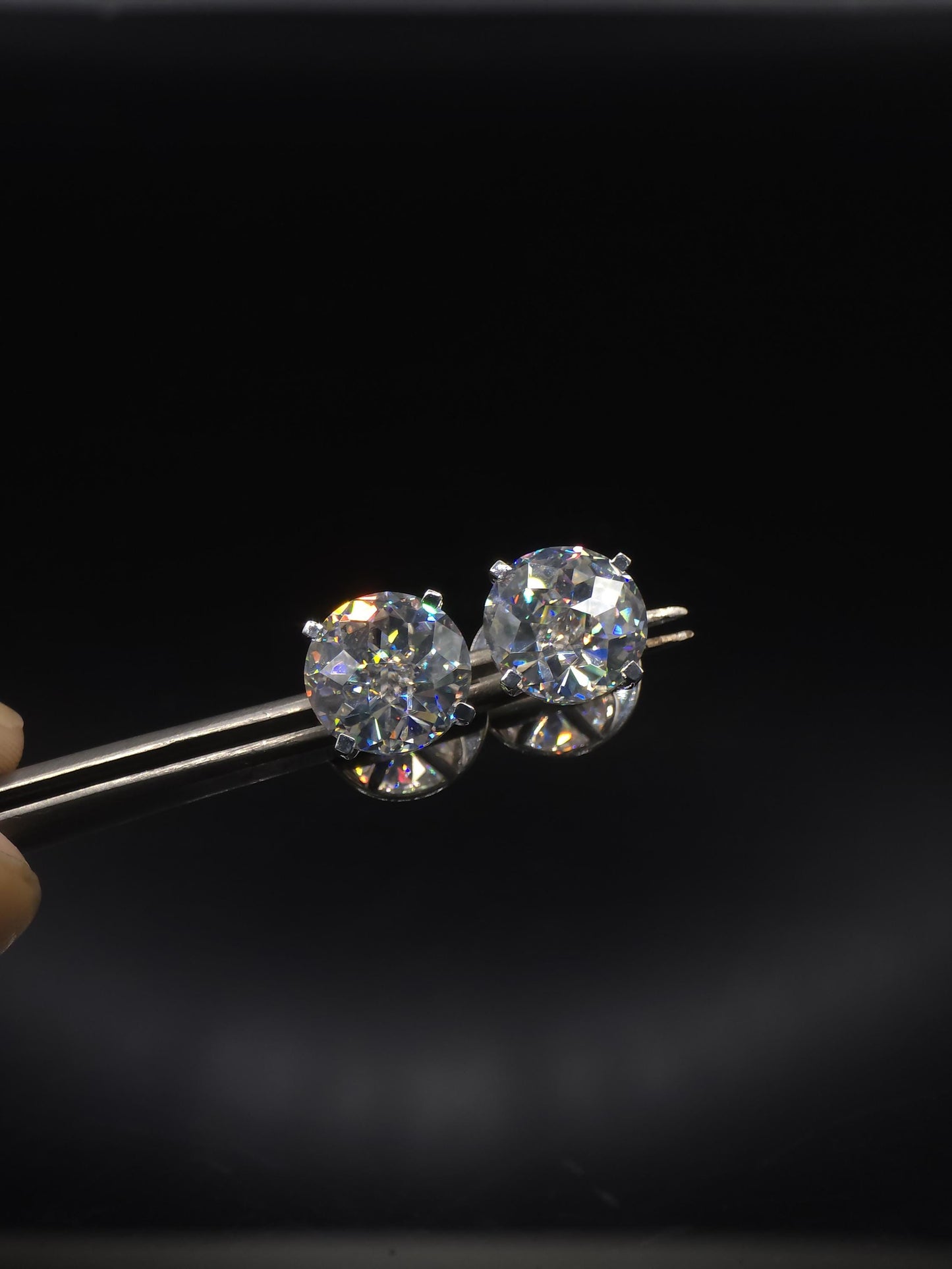 12mm Jumbo Moissanite Stud Earrings, D Color VVS1 Round Jubilee Cut, 12 Carat Total Weight, 925 Sterling Silver or Solid 10K Gold