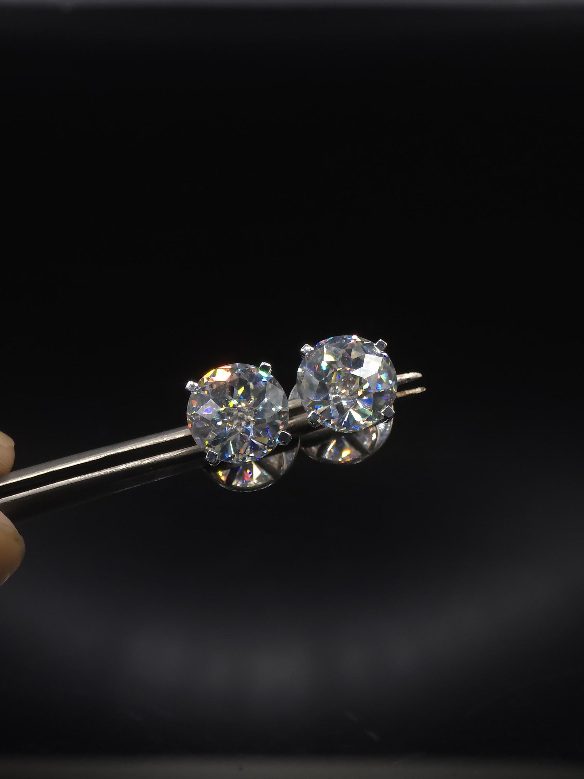 12mm Jumbo Moissanite Stud Earrings, D Color VVS1 Round Jubilee Cut, 12 Carat Total Weight, 925 Sterling Silver or Solid 10K Gold