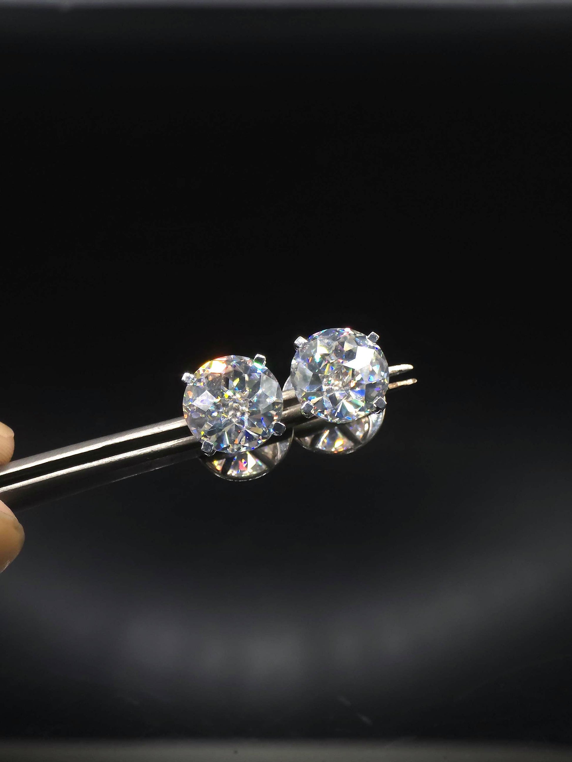 12mm Jumbo Moissanite Stud Earrings, D Color VVS1 Round Jubilee Cut, 12 Carat Total Weight, 925 Sterling Silver or Solid 10K Gold