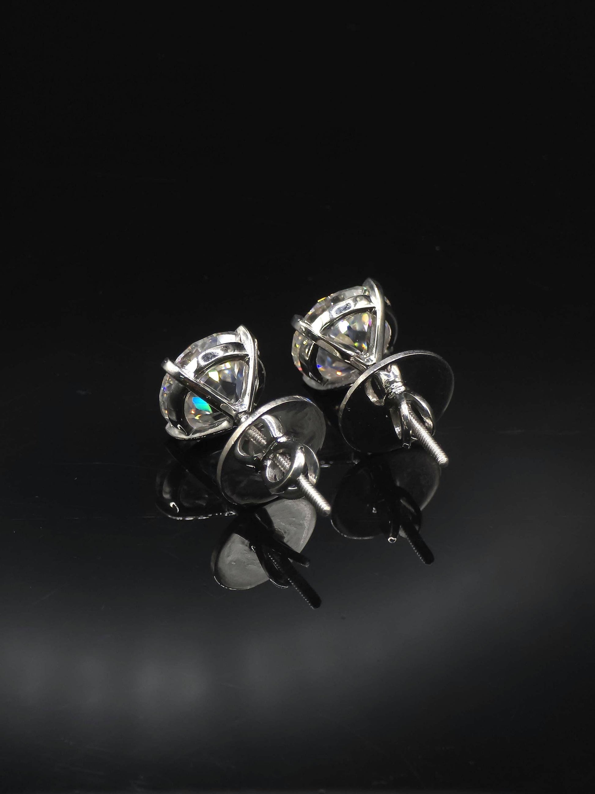 12mm Jumbo Moissanite Stud Earrings, D Color VVS1 Round Jubilee Cut, 12 Carat Total Weight, 925 Sterling Silver or Solid 10K Gold