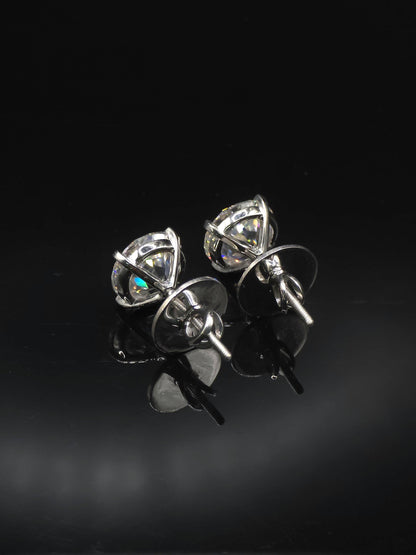 12mm Jumbo Moissanite Stud Earrings, D Color VVS1 Round Jubilee Cut, 12 Carat Total Weight, 925 Sterling Silver or Solid 10K Gold