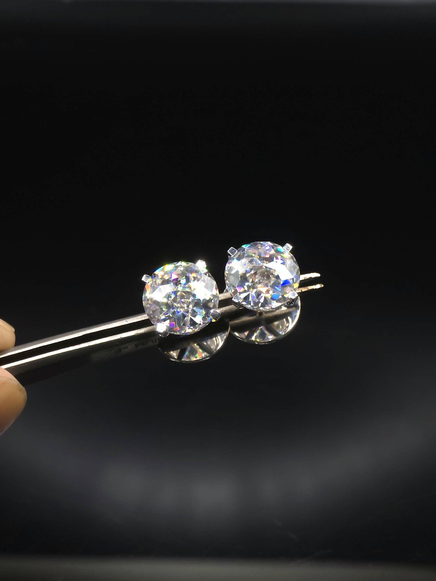 12mm Jumbo Moissanite Stud Earrings, D Color VVS1 Round Jubilee Cut, 12 Carat Total Weight, 925 Sterling Silver or Solid 10K Gold