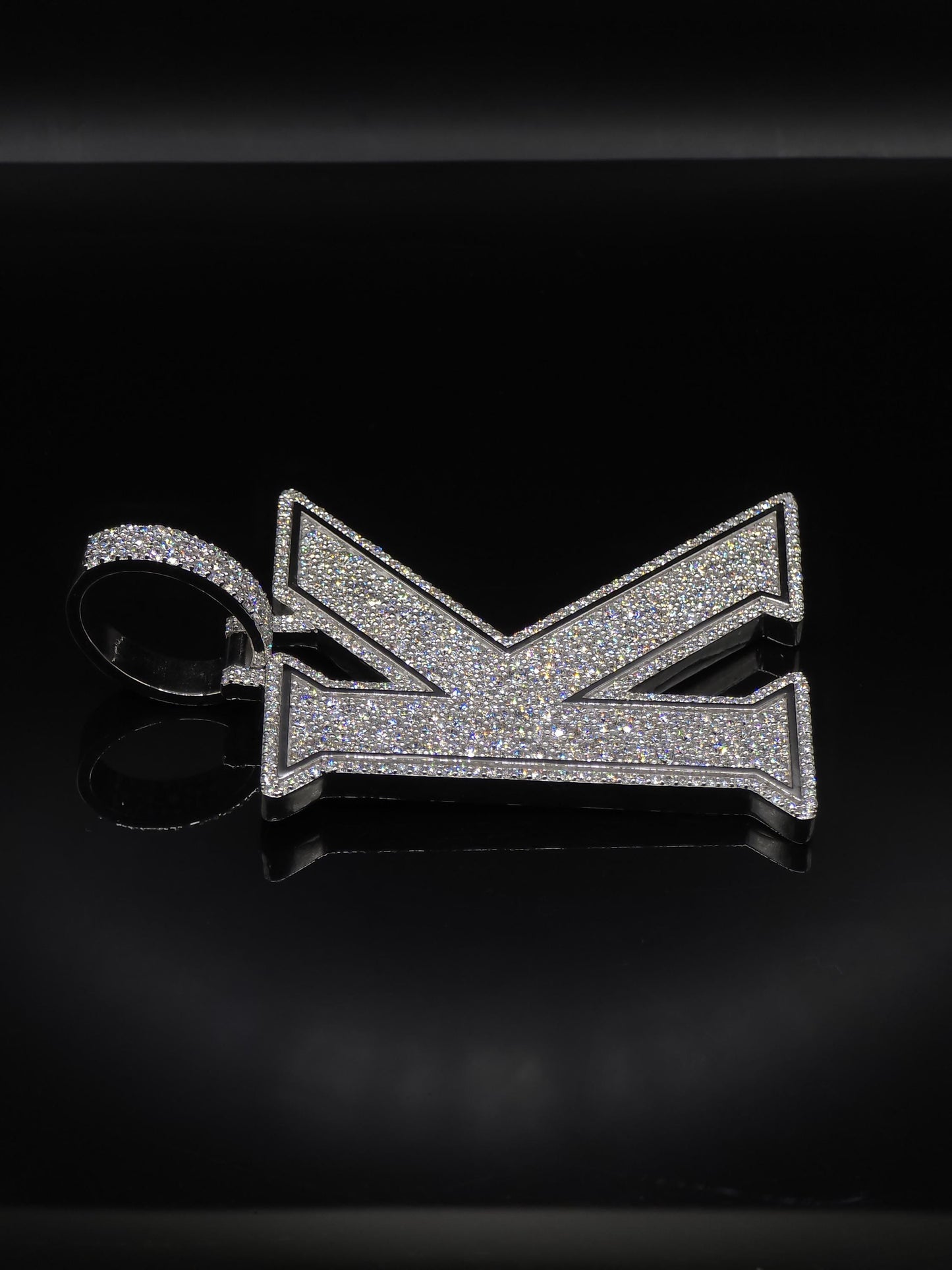 VVS1 Moissanite Layered Letter "K" Pendant, Iced out Chunky Pendant, Custom Letter, 925 Sterling Silver, Hip Hop Pendant