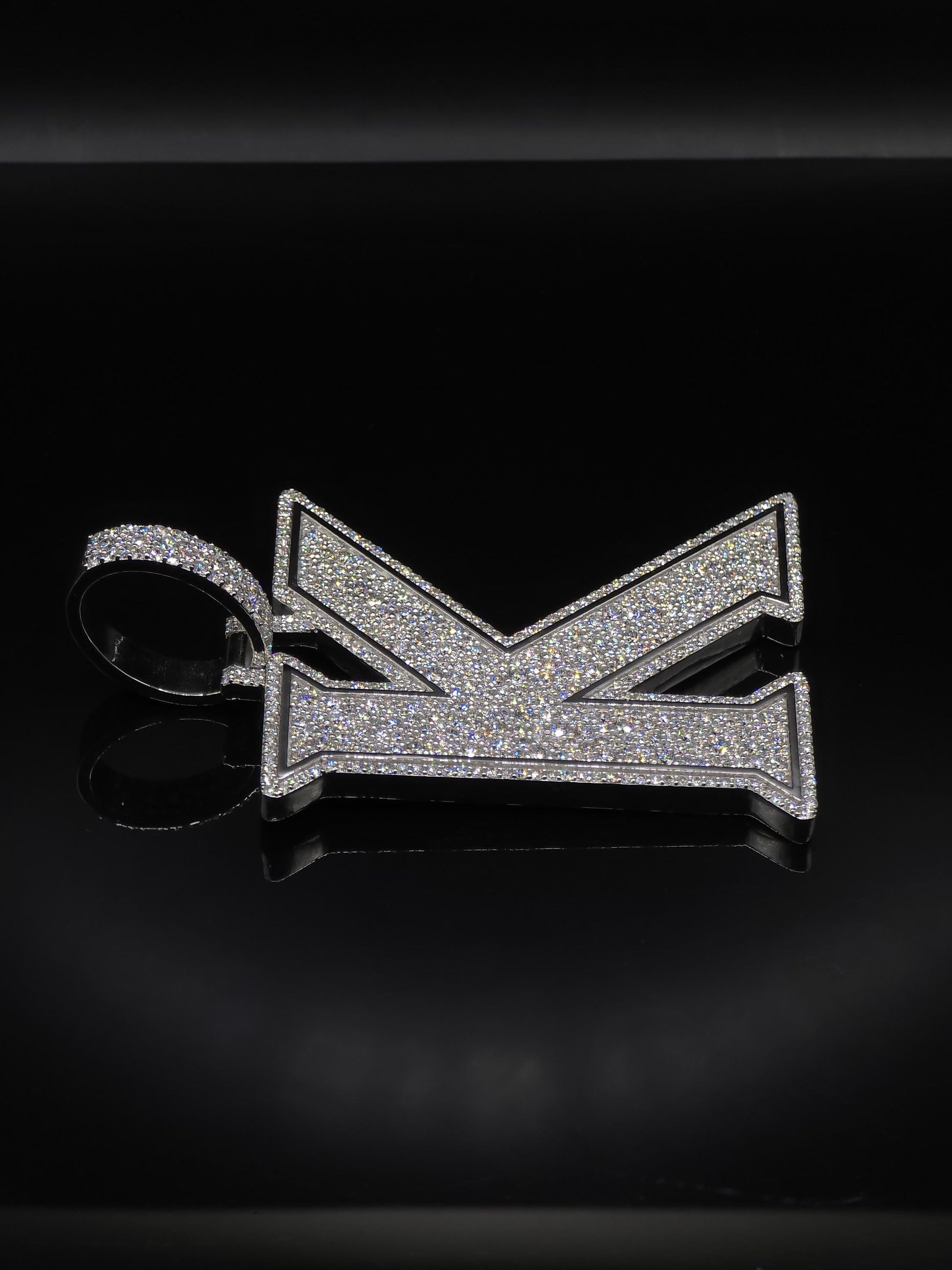 VVS1 Moissanite Layered Letter "K" Pendant, Iced out Chunky Pendant, Custom Letter, 925 Sterling Silver, Hip Hop Pendant