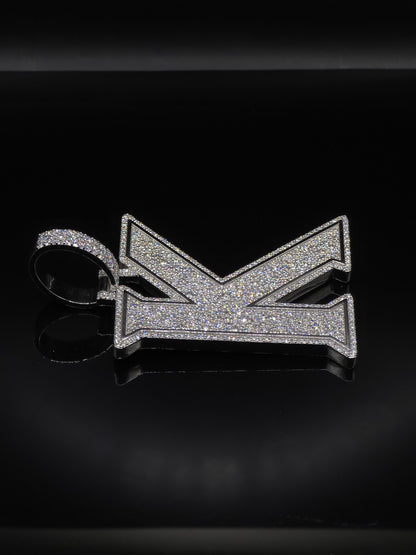 VVS1 Moissanite Layered Letter "K" Pendant, Iced out Chunky Pendant, Custom Letter, 925 Sterling Silver, Hip Hop Pendant