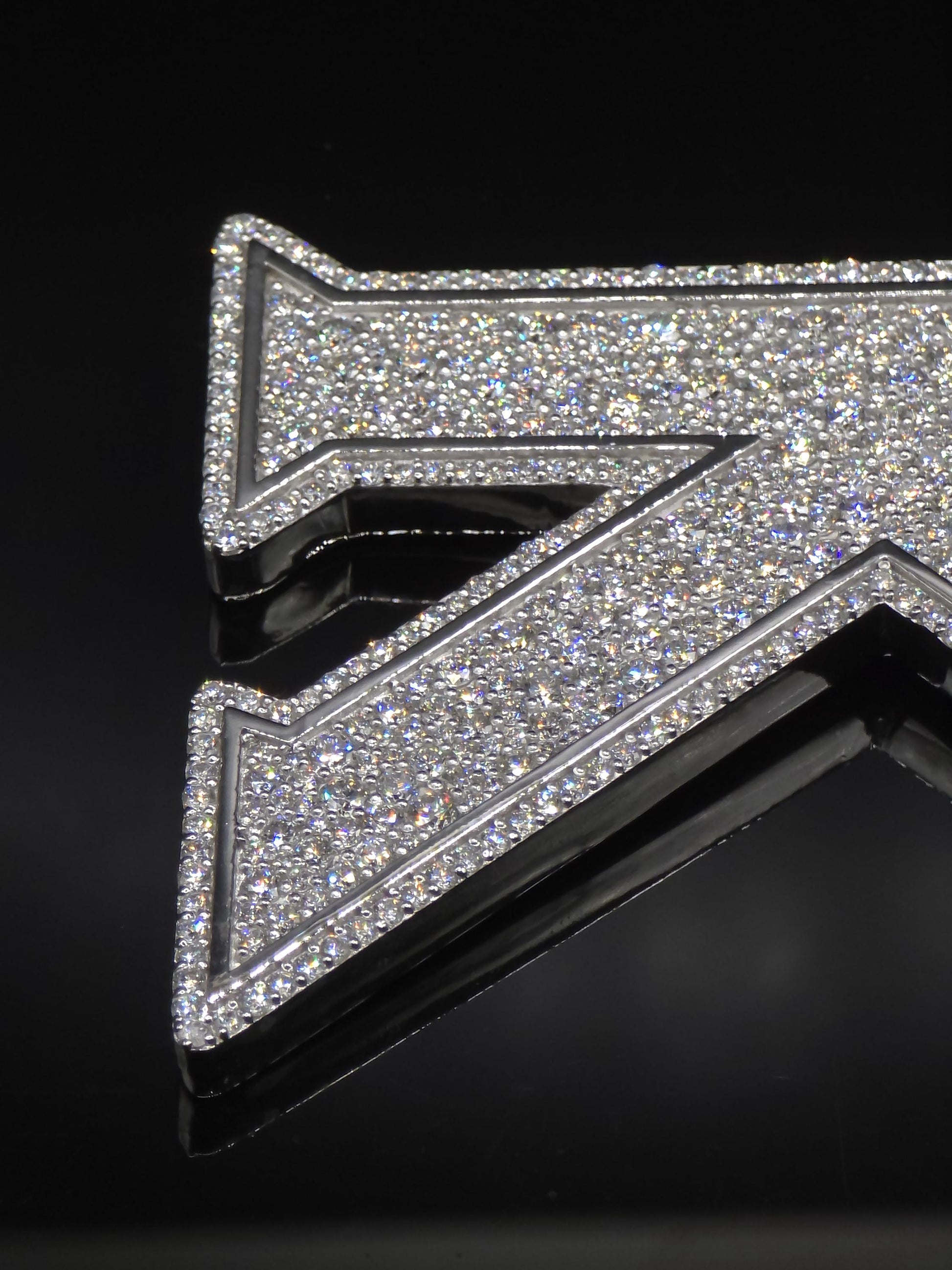 VVS1 Moissanite Layered Letter "K" Pendant, Iced out Chunky Pendant, Custom Letter, 925 Sterling Silver, Hip Hop Pendant
