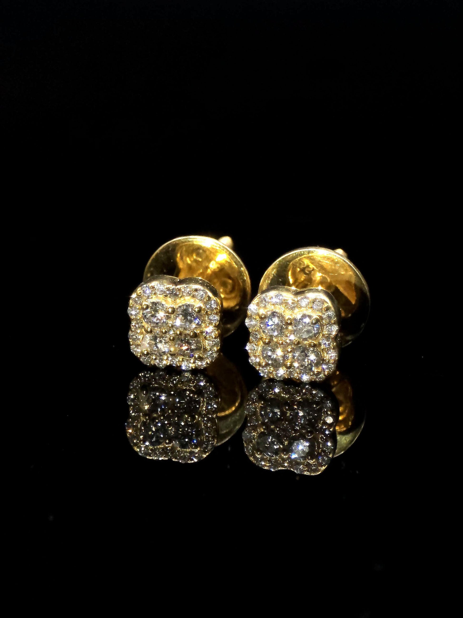 8mm Clover Shaped Moissanite Stud Earrings, D Color VVS1 Round Cut, 925 Sterling Silver, Passes Diamond Tester