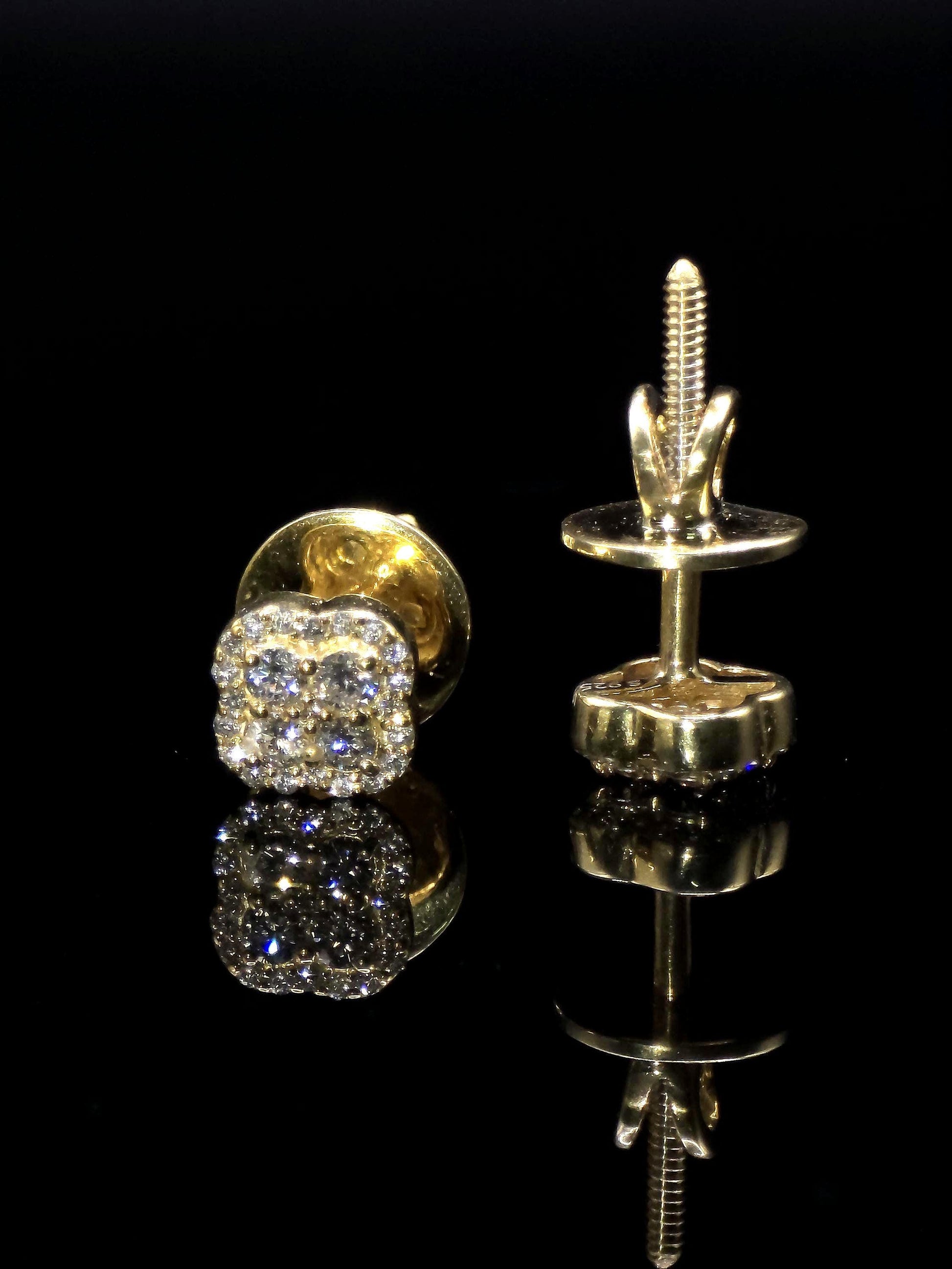 8mm Clover Shaped Moissanite Stud Earrings, D Color VVS1 Round Cut, 925 Sterling Silver, Passes Diamond Tester