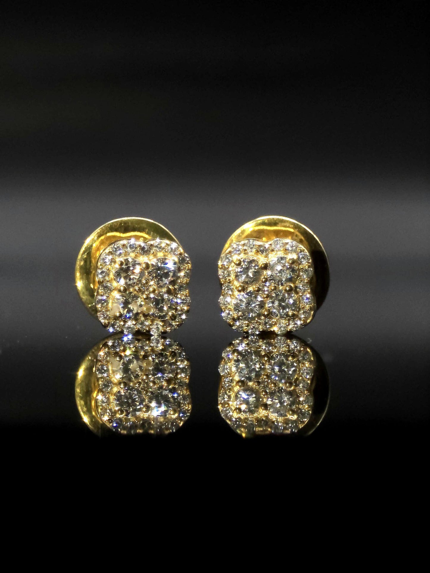 8mm Clover Shaped Moissanite Stud Earrings, D Color VVS1 Round Cut, 925 Sterling Silver, Passes Diamond Tester