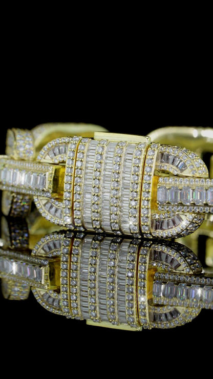 16MM Iced Out Mariner Link Bracelet | Baguette Moissanite | 925 Silver | Hip Hop Cuban Style Bracelet
