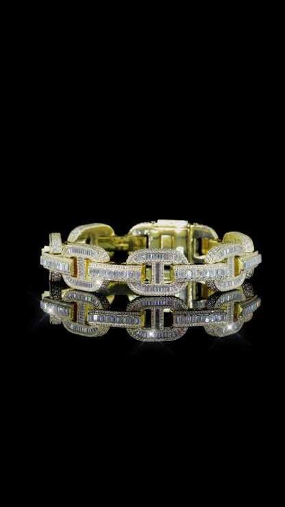 16MM Iced Out Mariner Link Bracelet | Baguette Moissanite | 925 Silver | Hip Hop Cuban Style Bracelet