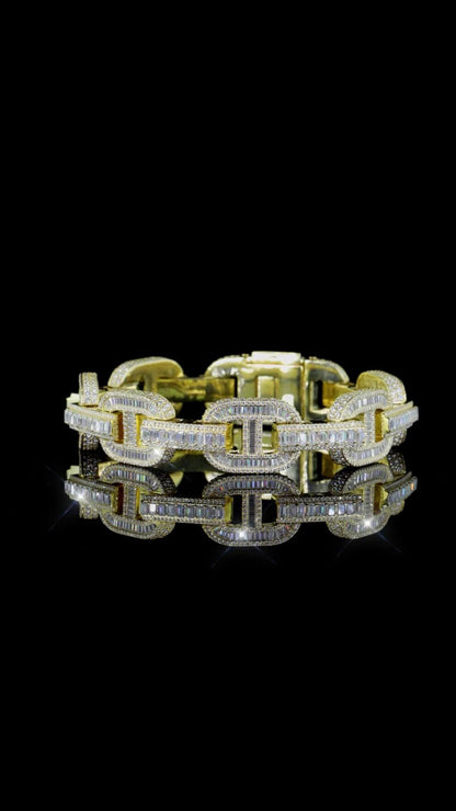 16MM Iced Out Mariner Link Bracelet | Baguette Moissanite | 925 Silver | Hip Hop Cuban Style Bracelet