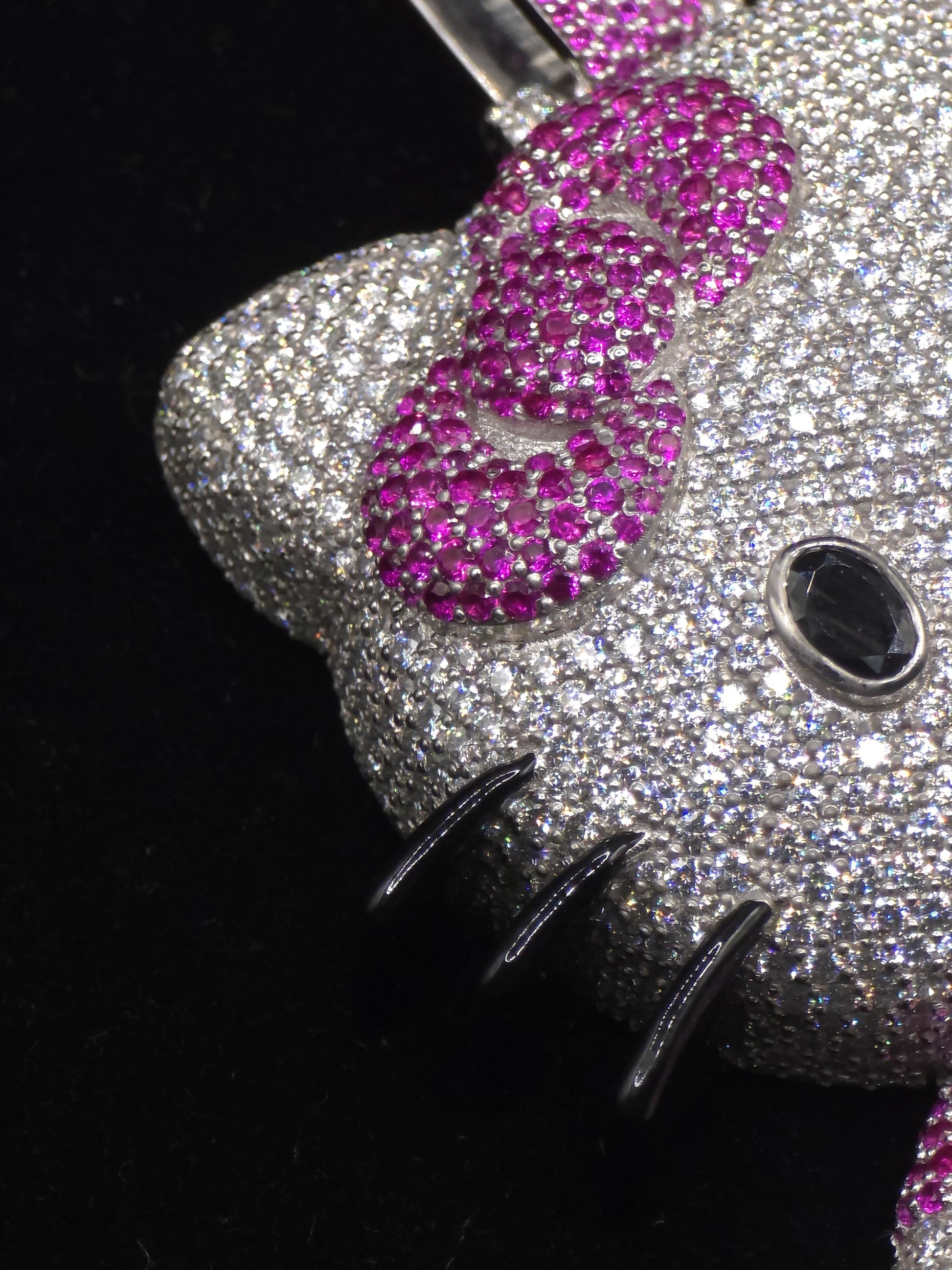 3" Fully Iced Cartoon Cat VVS Moissanite Diamond Pendant, Passes Diamond Test, Icy Hip Hop Pendant, Solid Back