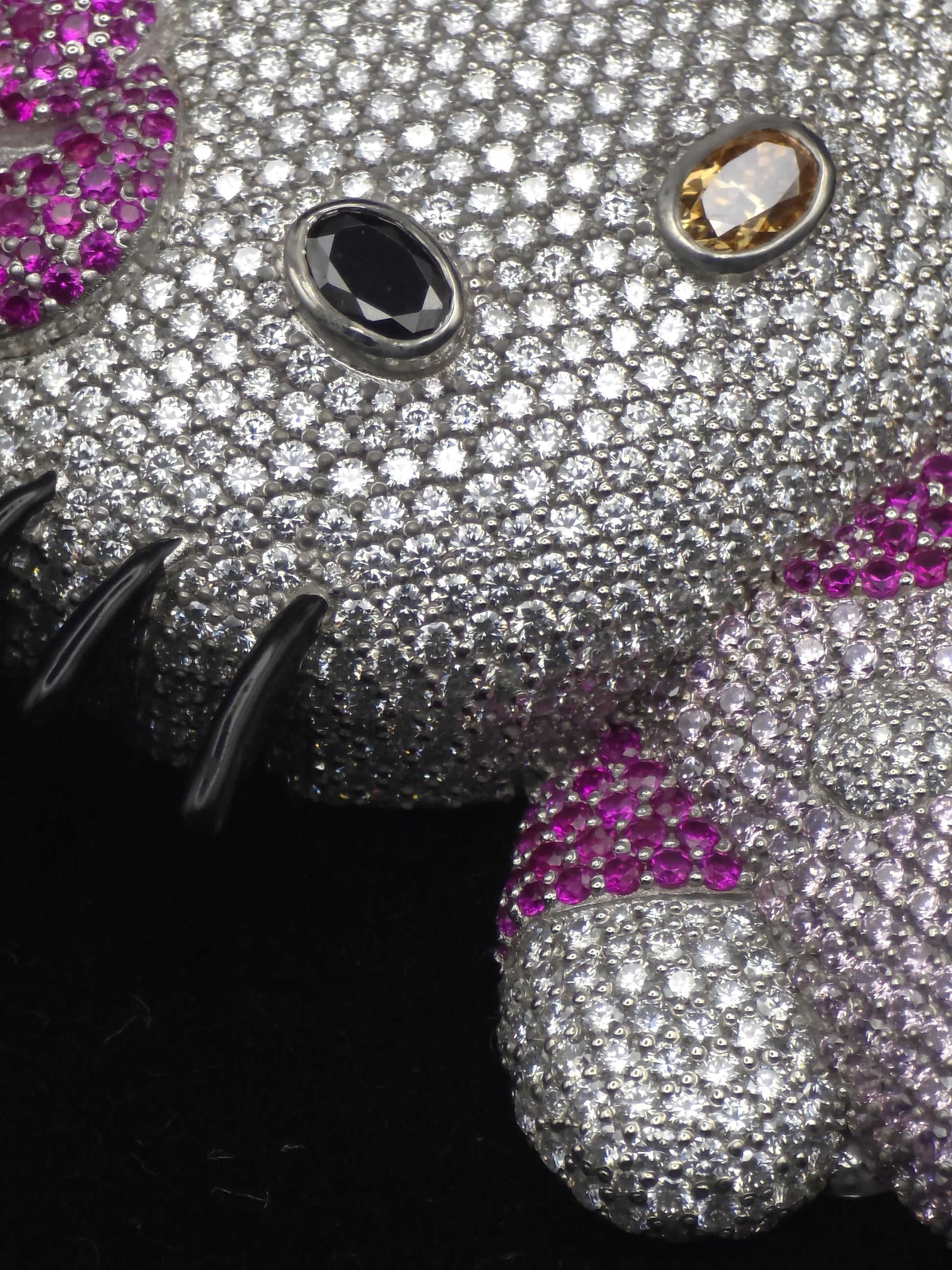 3" Fully Iced Cartoon Cat VVS Moissanite Diamond Pendant, Passes Diamond Test, Icy Hip Hop Pendant, Solid Back
