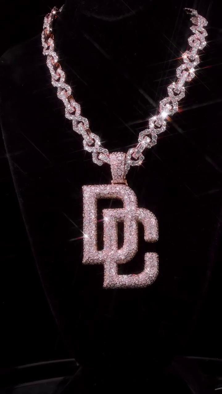 Real Moissanite Diamonds Men Letter Pendant, Custom Name, Alphabet, Letter, Cuban Chain, Real Solid 925 Silver, 14k Gold Plated