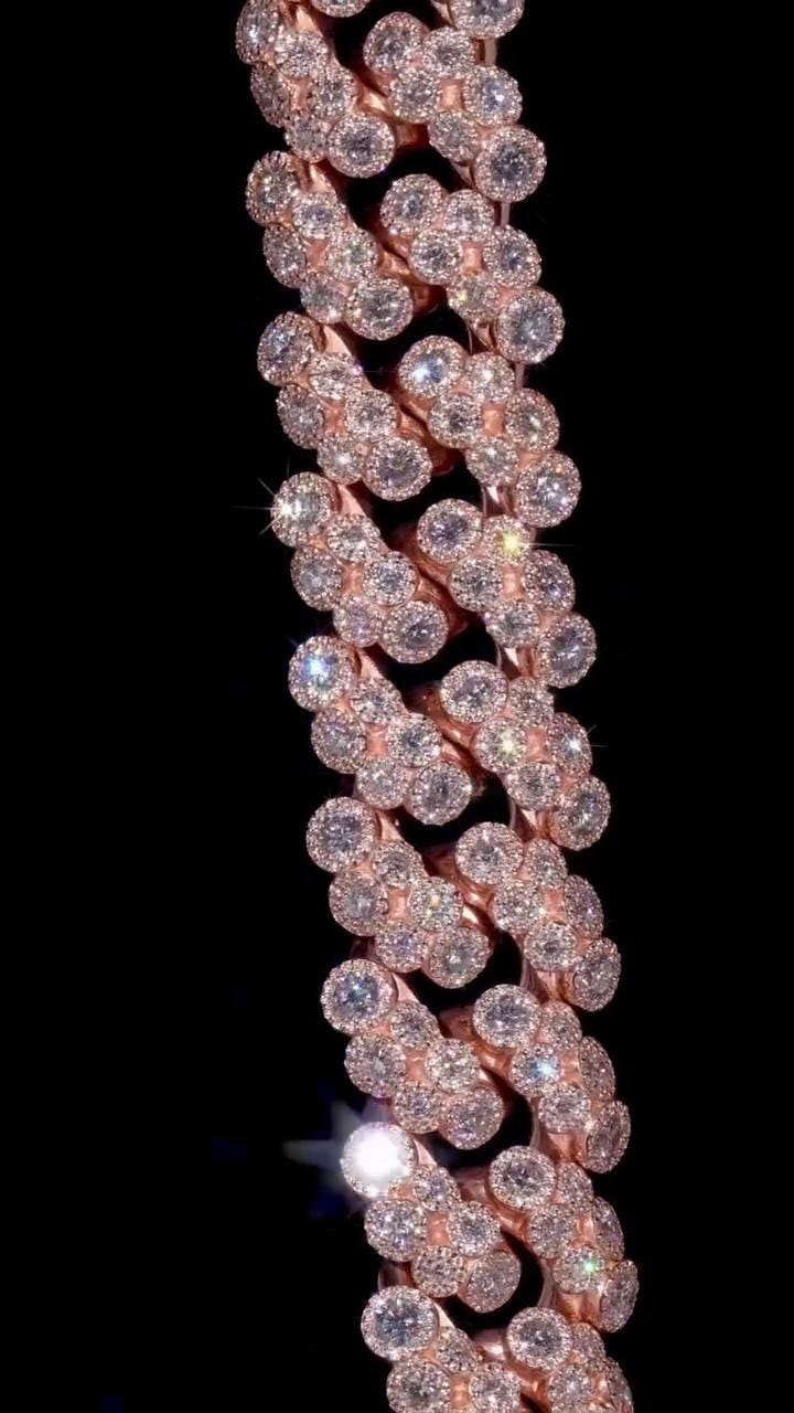 22mm Iced Out Cuban Link Chain | VVS1 Moissanite Diamond Necklace | Heavy 925 Sterling Silver | Rose Gold Finish