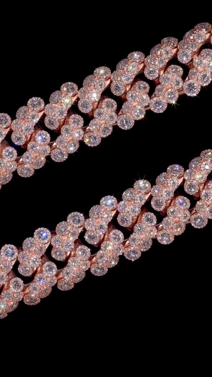 22mm Iced Out Cuban Link Chain | VVS1 Moissanite Diamond Necklace | Heavy 925 Sterling Silver | Rose Gold Finish