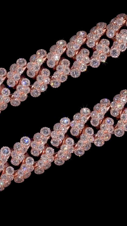 22mm Iced Out Cuban Link Chain | VVS1 Moissanite Diamond Necklace | Heavy 925 Sterling Silver | Rose Gold Finish