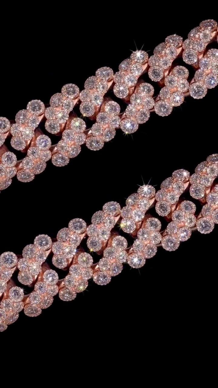 22mm Iced Out Cuban Link Chain | VVS1 Moissanite Diamond Necklace | Heavy 925 Sterling Silver | Rose Gold Finish