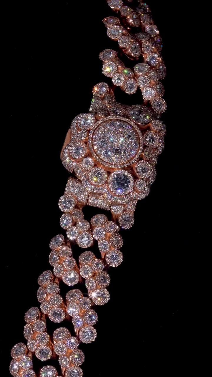 22mm Iced Out Cuban Link Chain | VVS1 Moissanite Diamond Necklace | Heavy 925 Sterling Silver | Rose Gold Finish