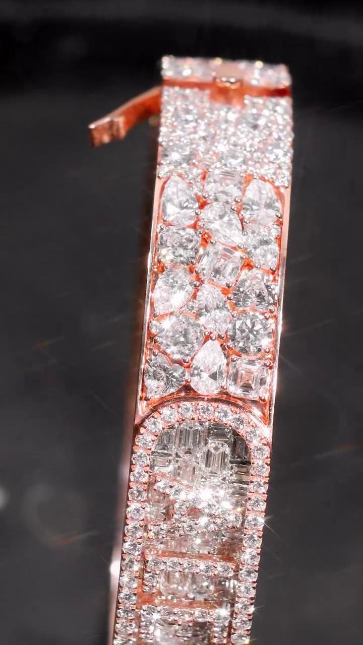 12mm Iced Out Moissanite Bangle Bracelet | VVS Moissanite | 925 Sterling Silver | Custom Hip Hop Jewelry