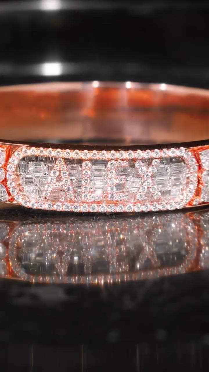 12mm Iced Out Moissanite Bangle Bracelet | VVS Moissanite | 925 Sterling Silver | Custom Hip Hop Jewelry