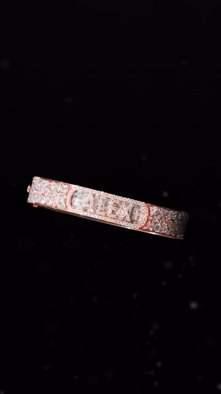 12mm Iced Out Moissanite Bangle Bracelet | VVS Moissanite | 925 Sterling Silver | Custom Hip Hop Jewelry