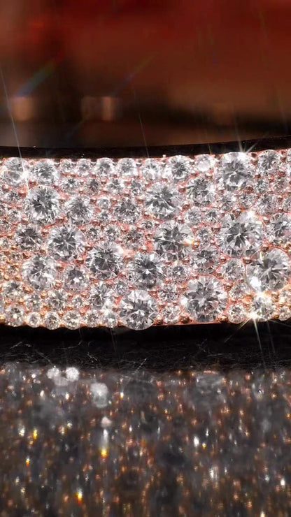 12mm Iced Out Moissanite Bangle Bracelet | VVS Moissanite | 925 Sterling Silver | Custom Hip Hop Jewelry