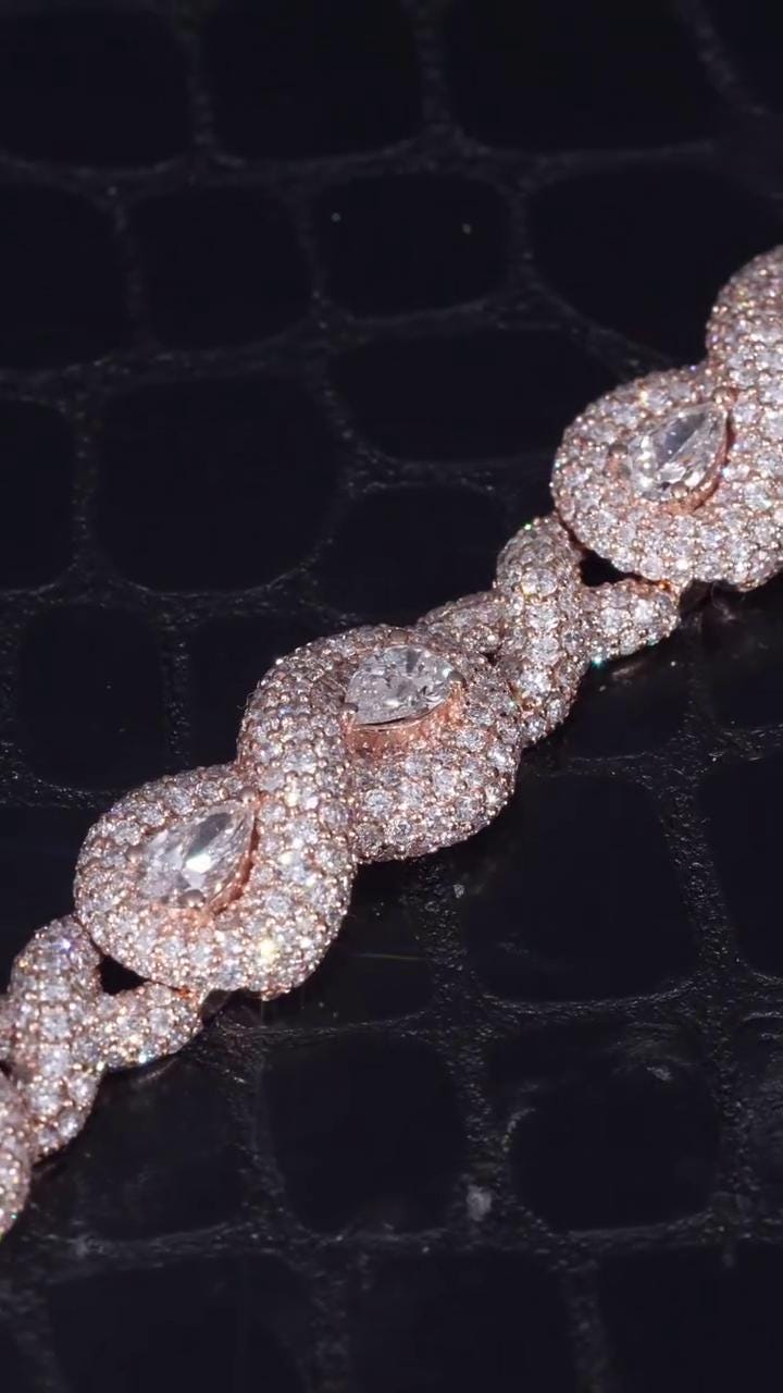 12mm Infinity X Pear Link Bracelet | VVS1 Moissanite Diamonds | Rhodium Plated 925 Sterling Silver Luxury Hip Hop Jewelry | Unisex Gift