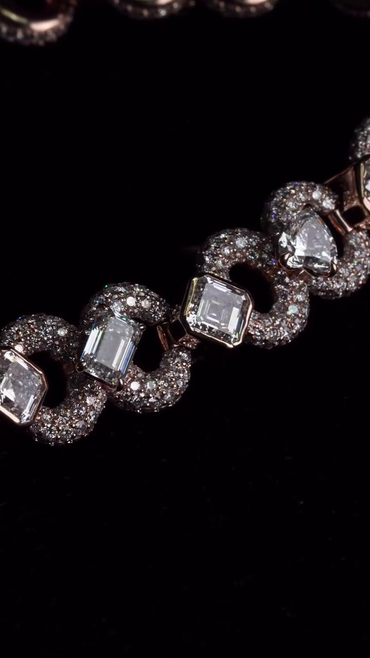 12mm Infinity Link Moissanite Chain | Mixed Shape Diamond Necklace | Asscher Bezel Links | 925 Sterling Silver | Iced Out Chain