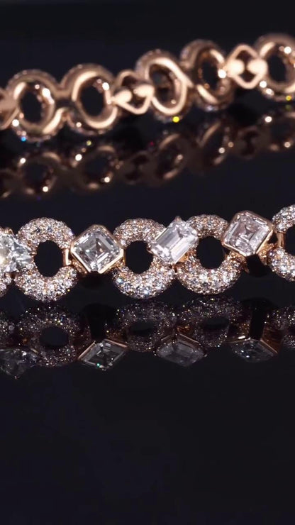 12mm Infinity Link Moissanite Chain | Mixed Shape Diamond Necklace | Asscher Bezel Links | 925 Sterling Silver | Iced Out Chain