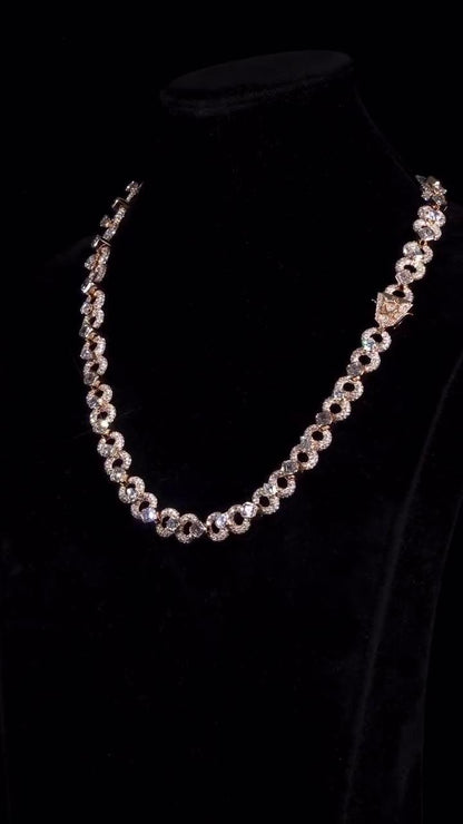 12mm Infinity Link Moissanite Chain | Mixed Shape Diamond Necklace | Asscher Bezel Links | 925 Sterling Silver | Iced Out Chain