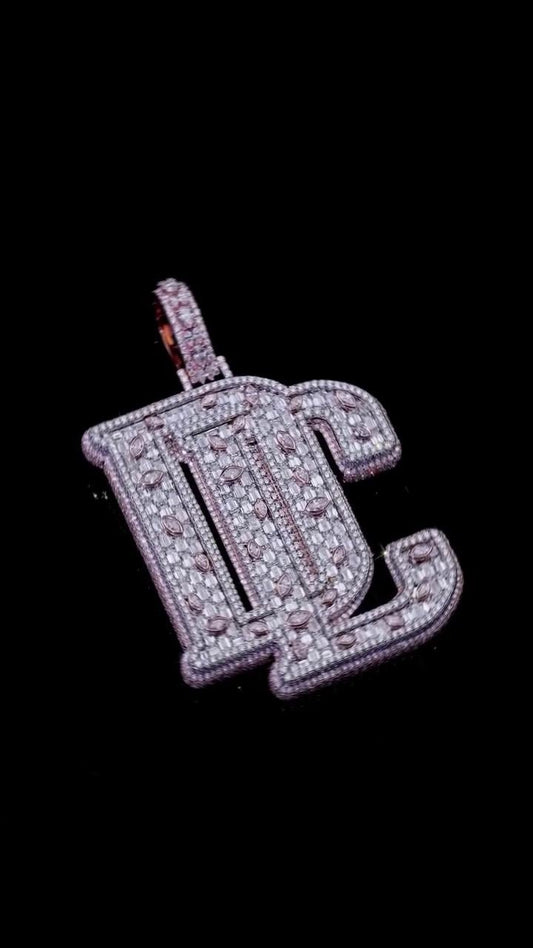 VVS1 Moissanite Pendant | Emerald and Marquise cut Diamonds | Custom Letters | 925 Sterling Silver | Hip Hop Jewelry