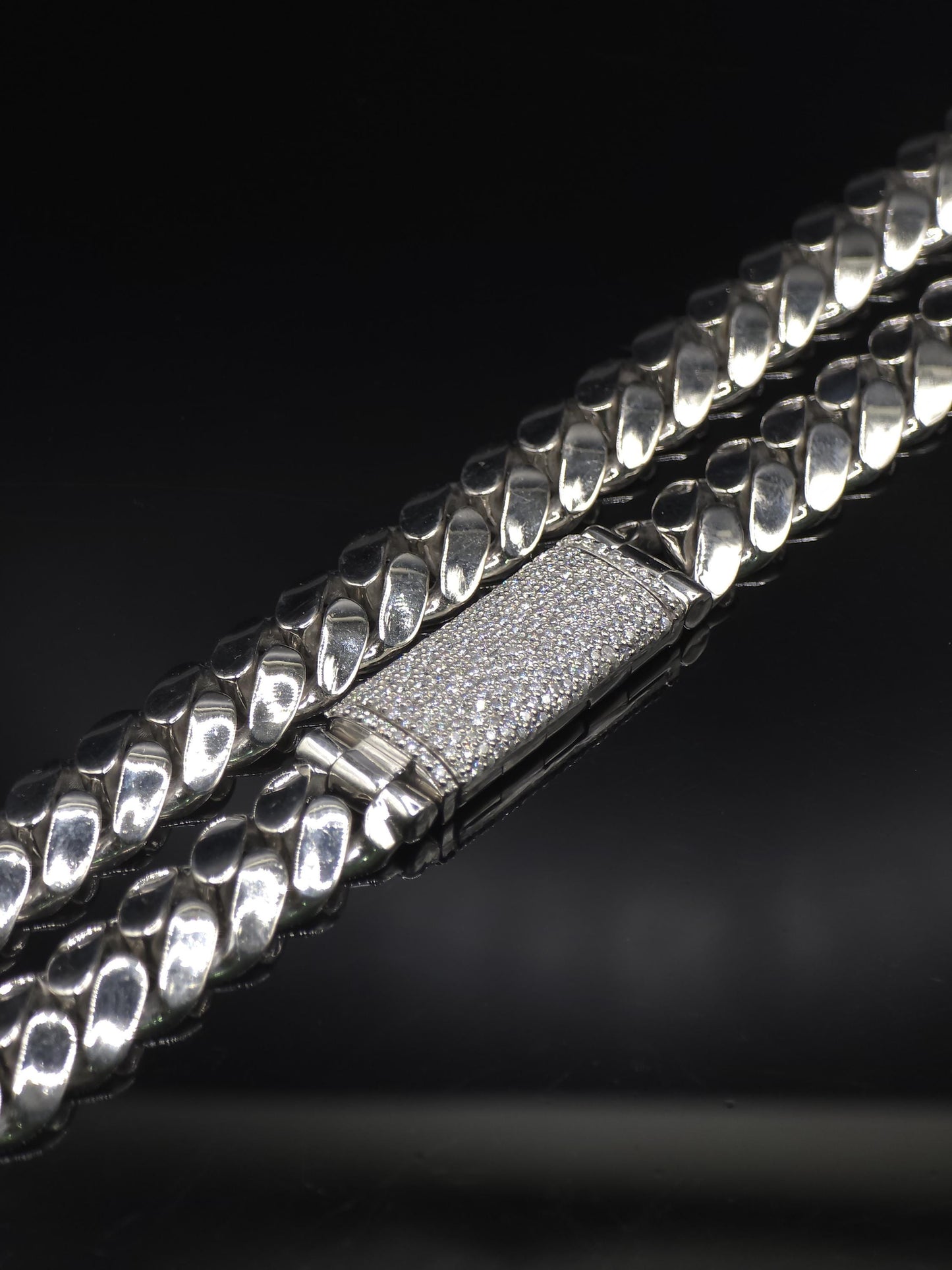 10mm Miami Cuban Link Chain, Iced Lock Box with Custom Name, Men/Women Chain, Cuban Necklace, Available in 925 Sterling Silver