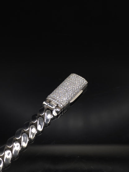 10mm Miami Cuban Link Chain, Iced Lock Box with Custom Name, Men/Women Chain, Cuban Necklace, Available in 925 Sterling Silver