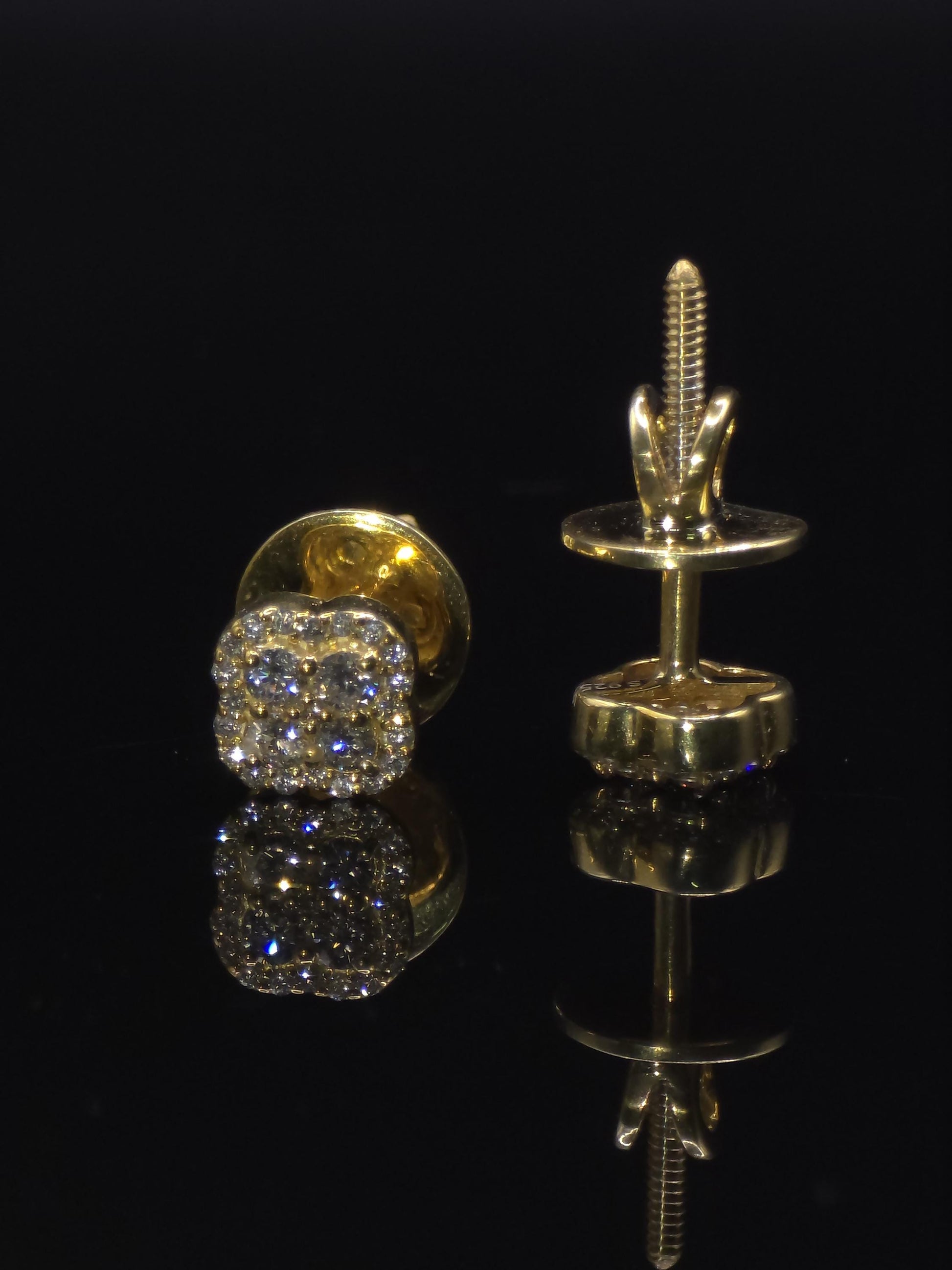 8mm Clover Shaped Moissanite Stud Earrings, D Color VVS1 Round Cut, 925 Sterling Silver, Passes Diamond Tester