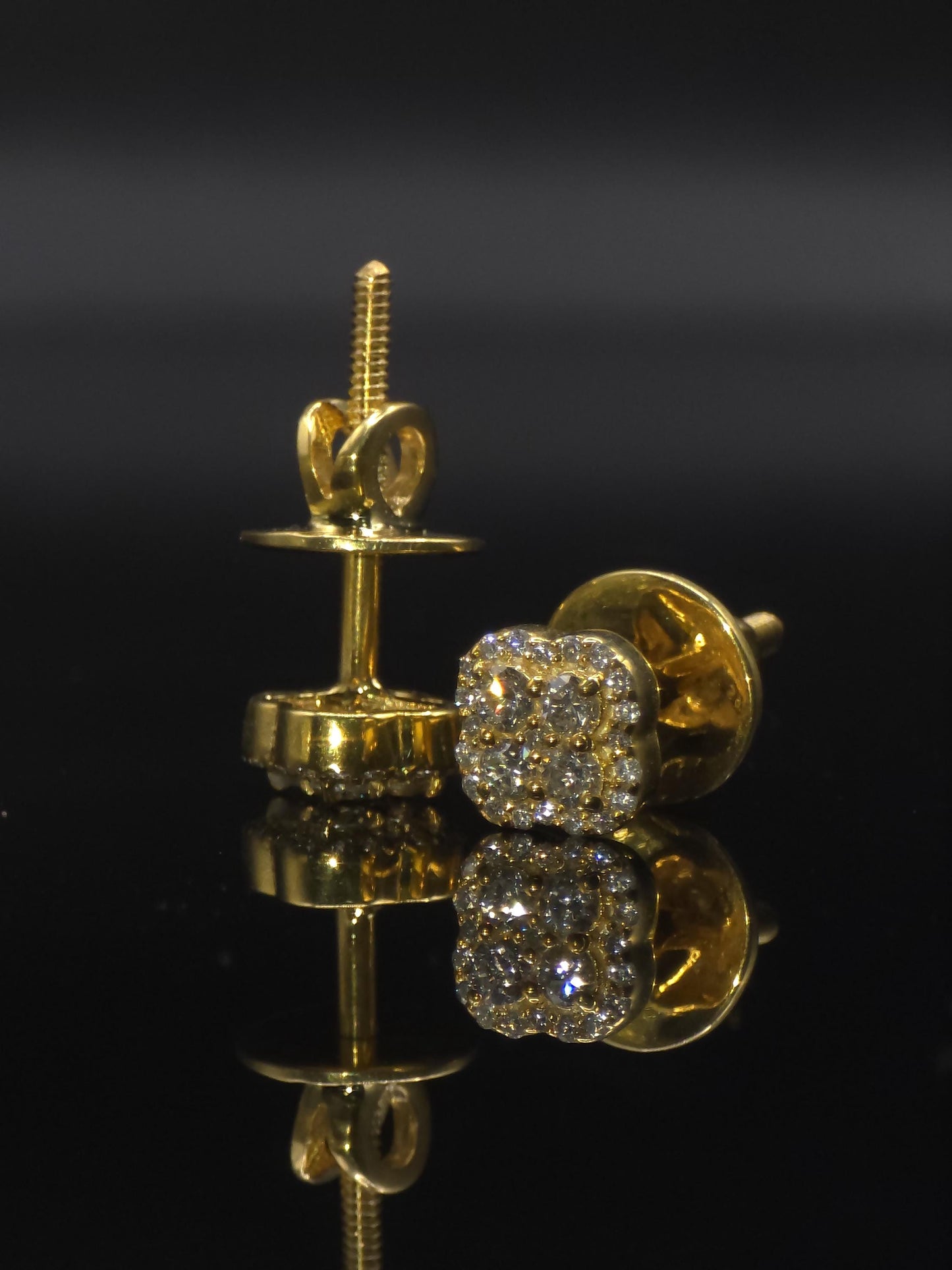 8mm Clover Shaped Moissanite Stud Earrings, D Color VVS1 Round Cut, 925 Sterling Silver, Passes Diamond Tester