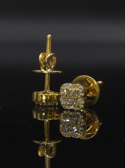 8mm Clover Shaped Moissanite Stud Earrings, D Color VVS1 Round Cut, 925 Sterling Silver, Passes Diamond Tester