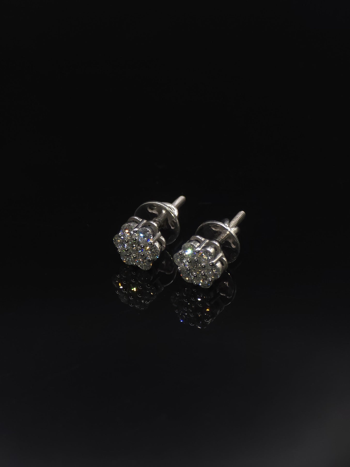 8mm Flower Set Moissanite Stud Earrings, D Color VVS1 Round Cut, 925 Sterling Silver, Passes Diamond Tester