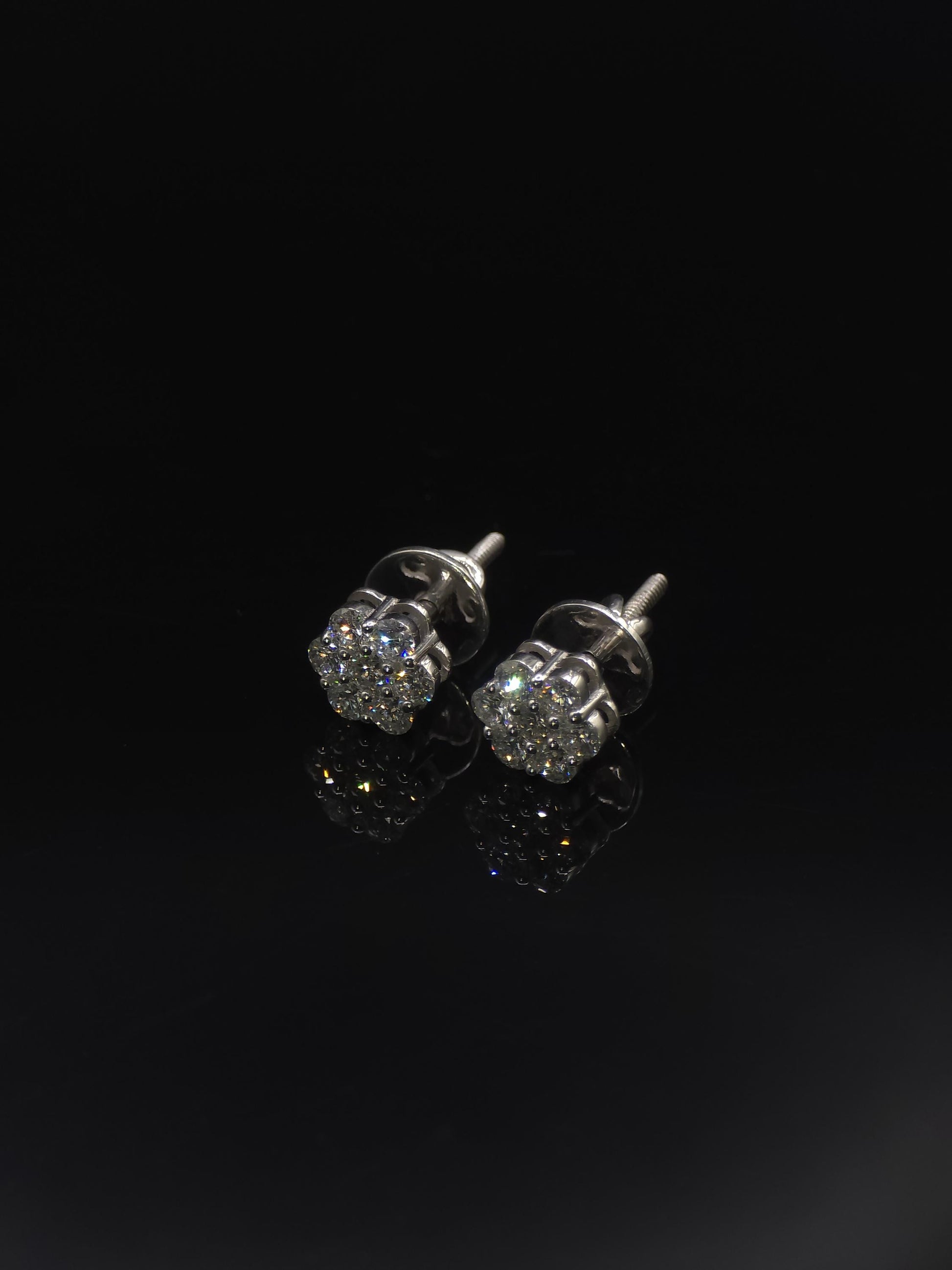 8mm Flower Set Moissanite Stud Earrings, D Color VVS1 Round Cut, 925 Sterling Silver, Passes Diamond Tester