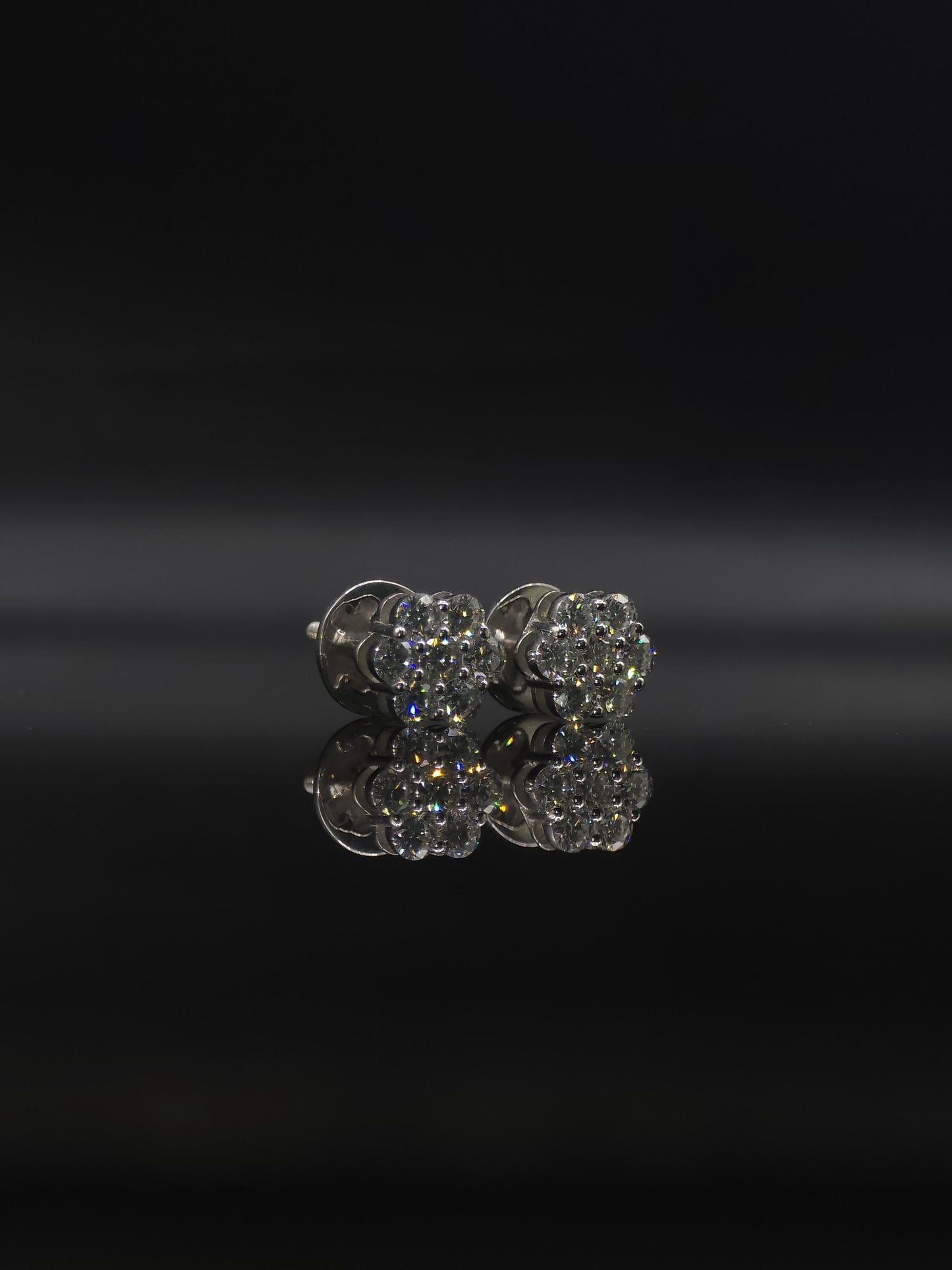 8mm Flower Set Moissanite Stud Earrings, D Color VVS1 Round Cut, 925 Sterling Silver, Passes Diamond Tester