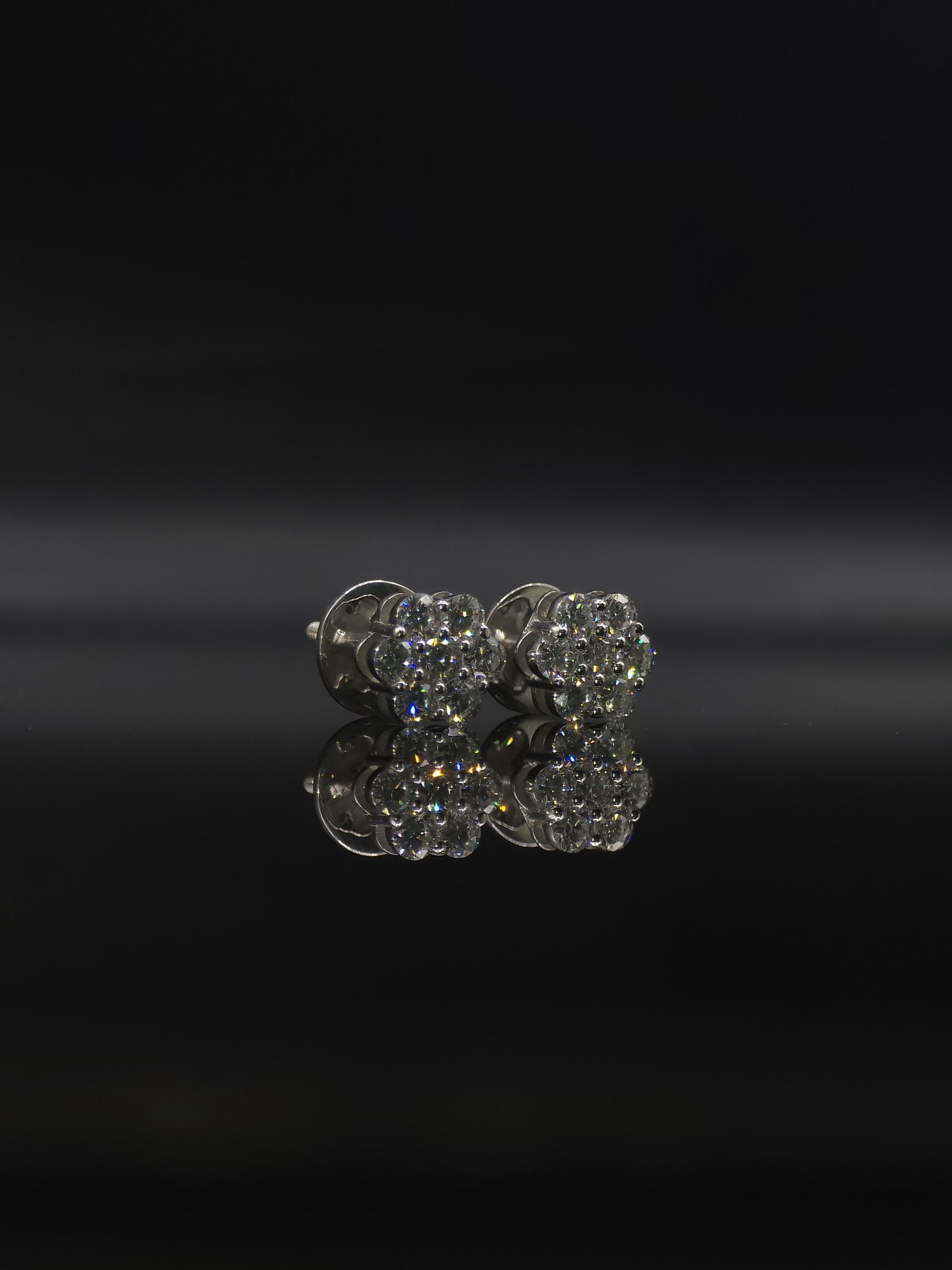 8mm Flower Set Moissanite Stud Earrings, D Color VVS1 Round Cut, 925 Sterling Silver, Passes Diamond Tester