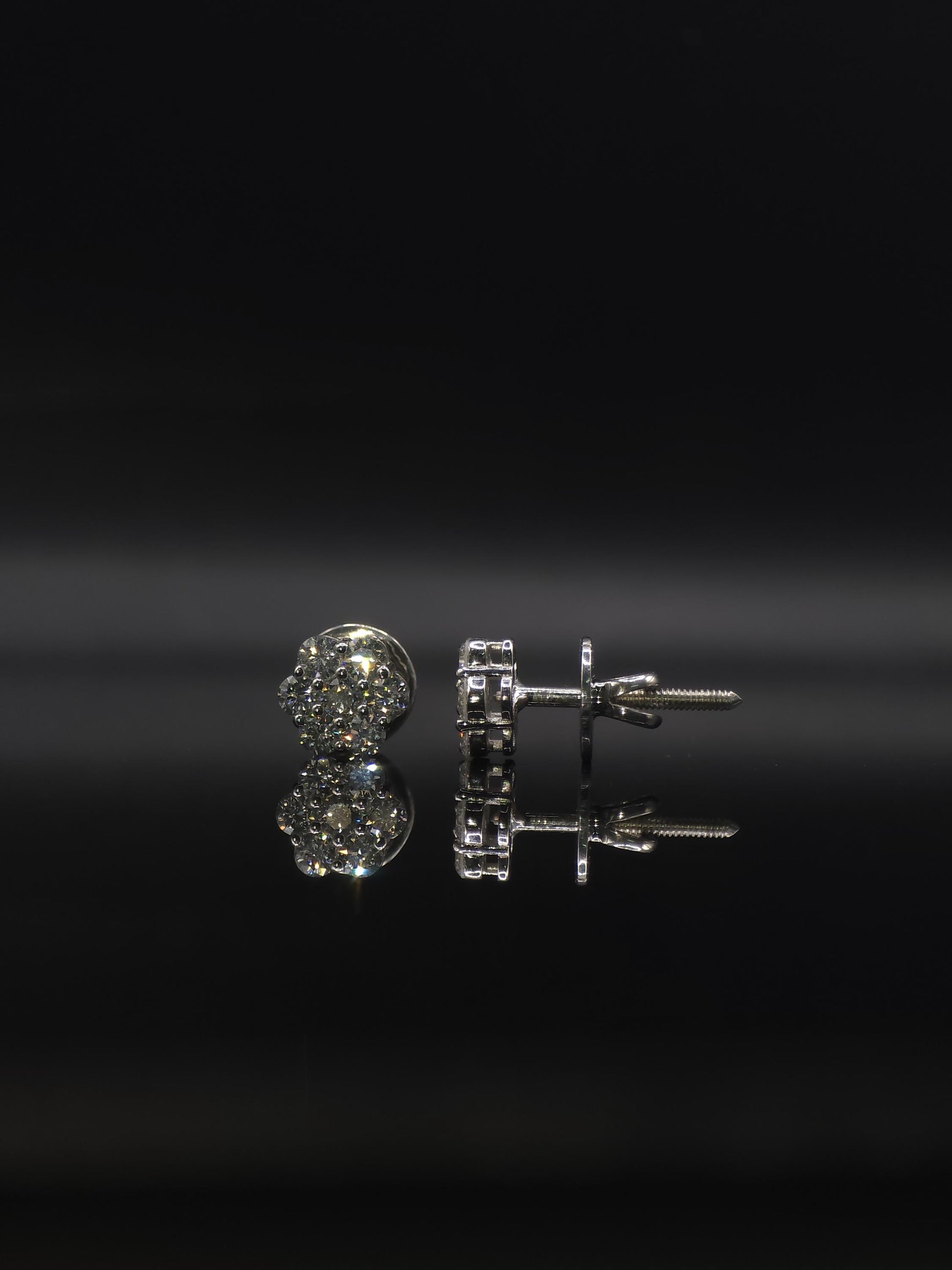 8mm Flower Set Moissanite Stud Earrings, D Color VVS1 Round Cut, 925 Sterling Silver, Passes Diamond Tester