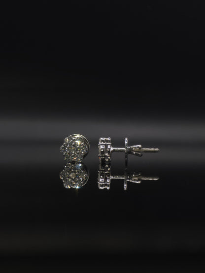 8mm Flower Set Moissanite Stud Earrings, D Color VVS1 Round Cut, 925 Sterling Silver, Passes Diamond Tester