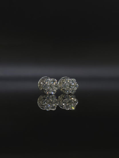 8mm Flower Set Moissanite Stud Earrings, D Color VVS1 Round Cut, 925 Sterling Silver, Passes Diamond Tester