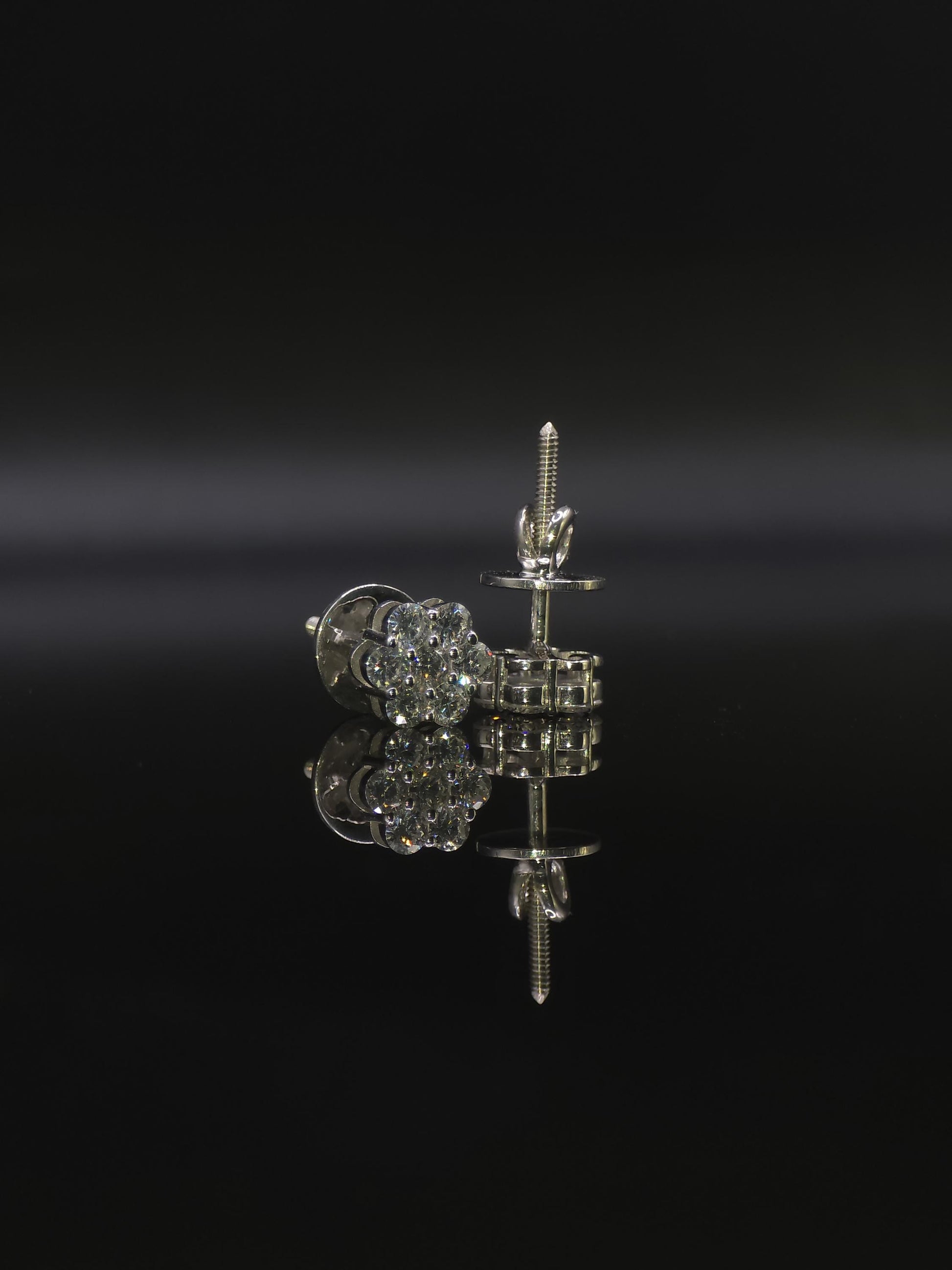 8mm Flower Set Moissanite Stud Earrings, D Color VVS1 Round Cut, 925 Sterling Silver, Passes Diamond Tester