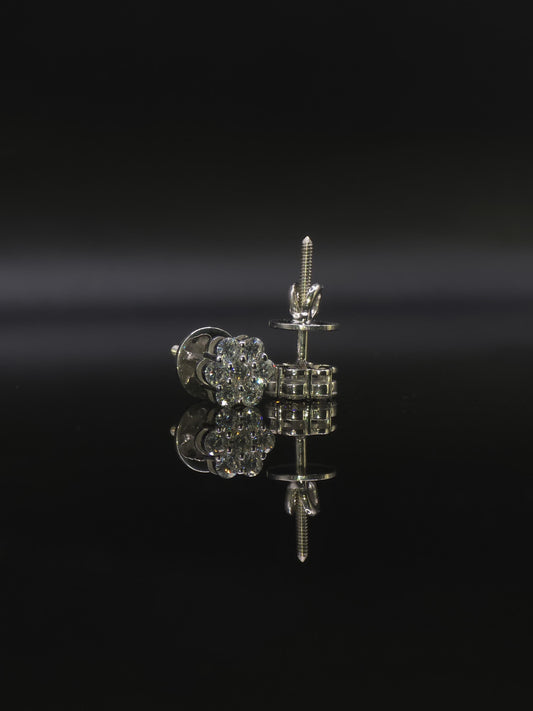 8mm Flower Set Moissanite Stud Earrings, D Color VVS1 Round Cut, 925 Sterling Silver, Passes Diamond Tester